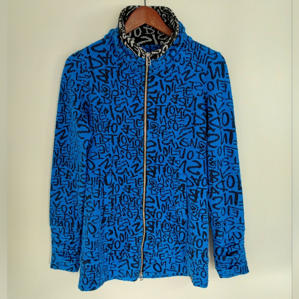 Tonia Debellis Abstract Print Jacket Blue Size Small